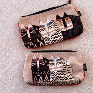 LAUREL BURCH 2PC MAKE UP COSMETIC POUCH MAKE-UP BAGS CATS EUC
